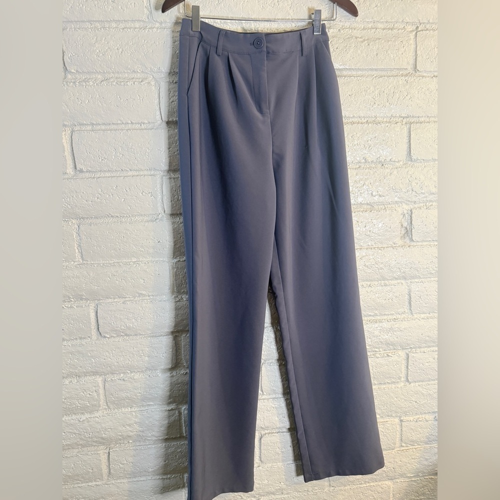 Fashion Nova High Waisted Wide Leg Pants Blue Gray Size Small - Picture 2 of 8